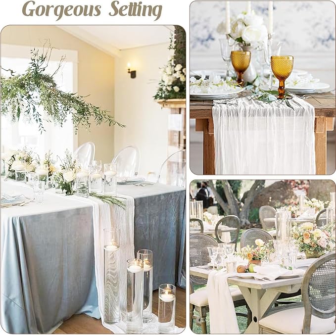 12 Pack White Cheesecloth Table Runner 35x120inch, Summer 10FT Boho Gauze Sheer - Image 4