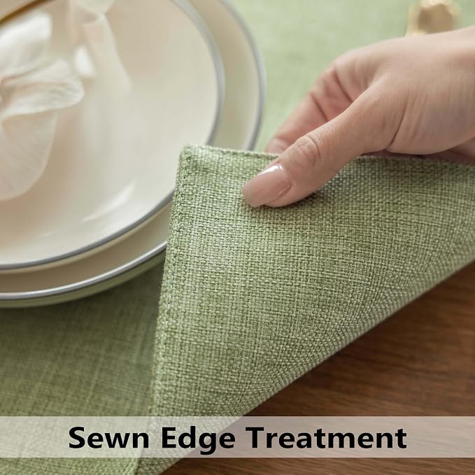 Demetex Green Placemat Set of 4 Washable Linen Textured Place Mats - Image 2