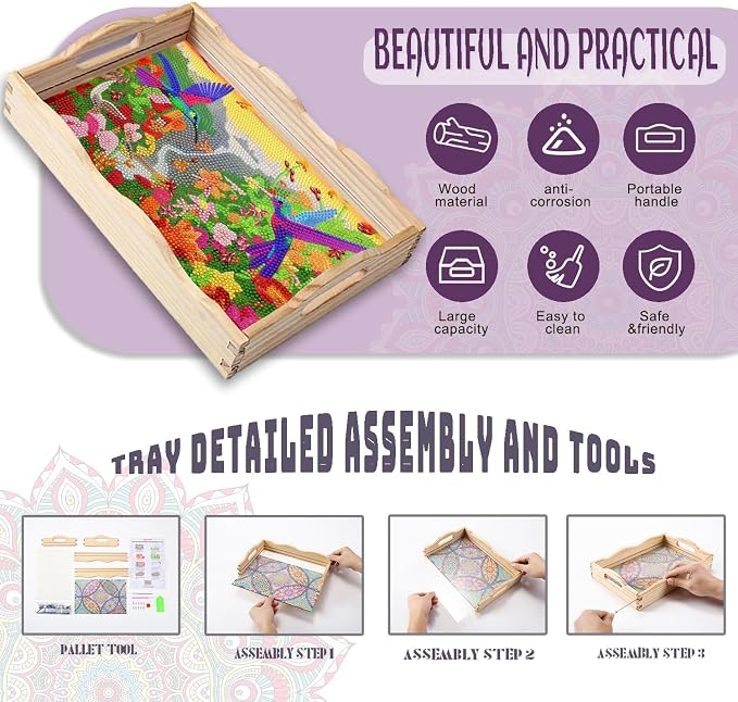 EWJRNSF Diamond Art Kits for Adults Wooden Serving Trays - Image 3