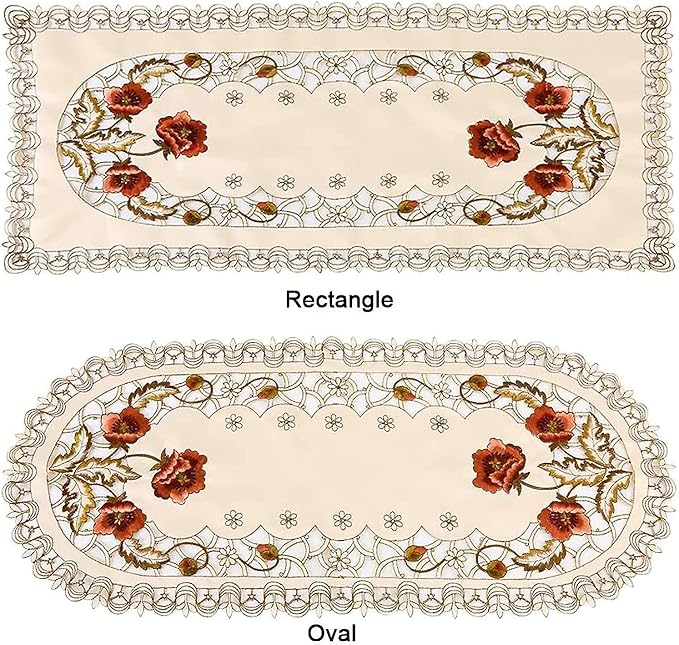 Arzoe Vintage European Flower Lace Table Runner Elegant Runners Cabinet Dining - Image 8
