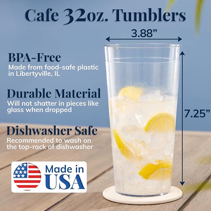 US Acrylic Cafe Plastic Reusable Tumblers, Restaurant Style, Made in USA - Image 2