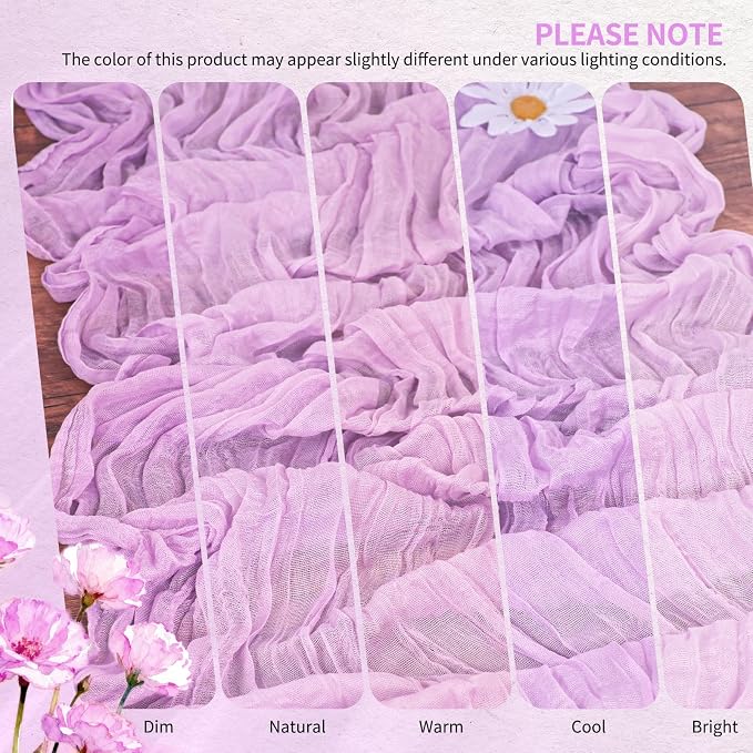 30 Pack Cheesecloth Table Runner 10FT Lilac Purple Table Runner Lavender Boho - Image 7