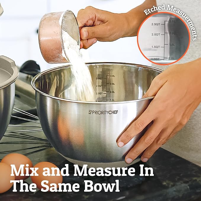 Premium Mixing Bowls With Lids Set, Airtight Lids, Thicker Stainless Steel - Image 5