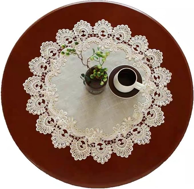 European Antique Jacquard Lace Table Doilies, Small Farmhouse Linen Embroidered - Image 9