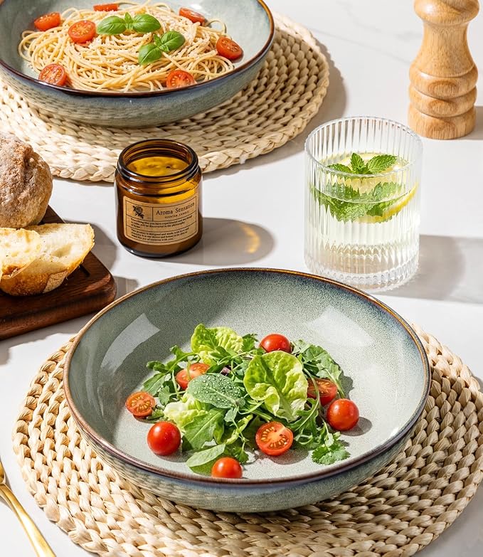GBhome 8.5'' Ceramic Pasta Bowls, 36oz Stoneware Salad Bowls Set of 6 | - Image 6