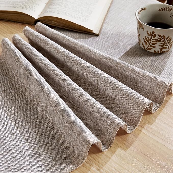 Cotton Linen Table Runner, 13x90 Inch Light Coffee - Image 5