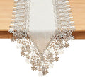 Natural Neutral Earth Tones Beige Floral Lace Table Runner Dresser Scarf 36 by Winotic