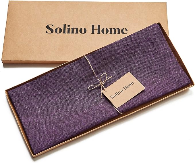 Solino Home 100% Pure Linen Table Runner Grape Long, Athena 14 x 132 in | Table - Image 5