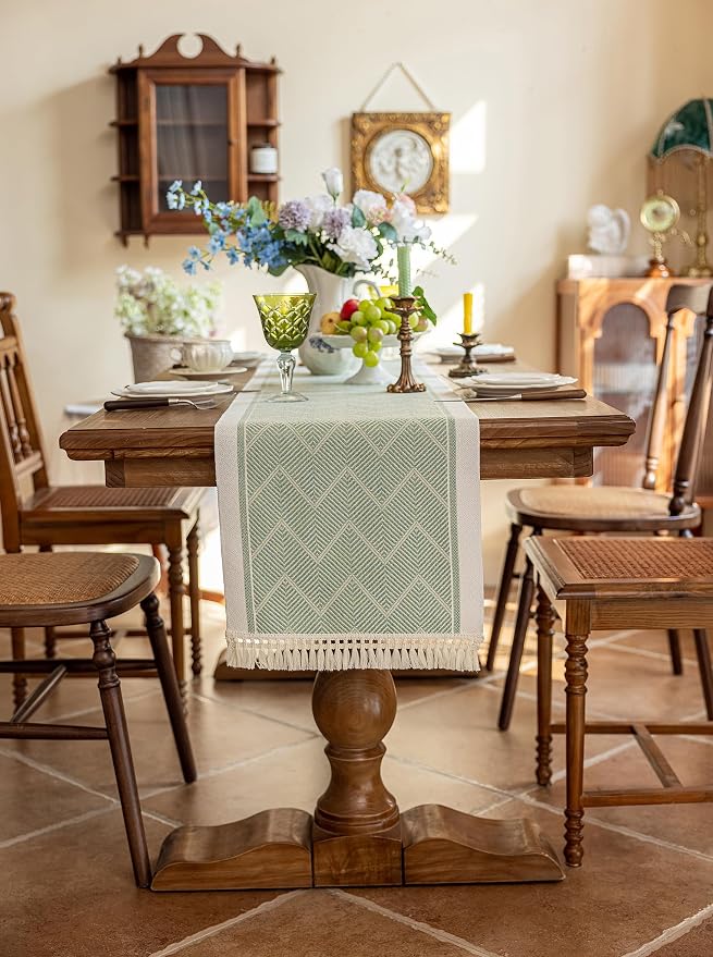 14x119 Geometric Table Runner Waterproof Boho Dresser Scarf Tassels | Planning by UWWGKK