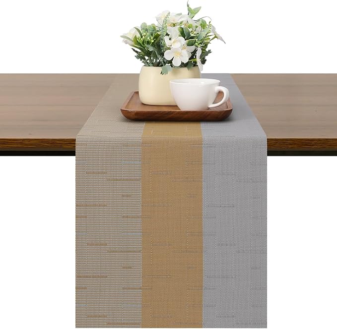 Table Runner 71 Inches Long, Vinyl Woven Farmhouse Table Runners | Washable by Chitomars