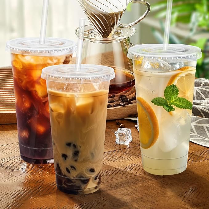 Lamosi 100 Pack 24 oz Plastic Coffee Cups - Image 7