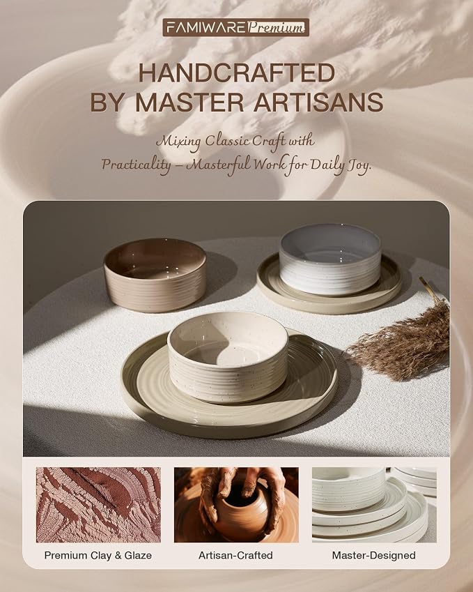 Dinnerware Set for 8, Ceramic Plates & Bowls - Image 6