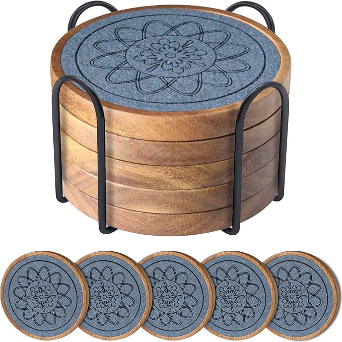 5 Pack Coasters for Drinks Absorbent, Coasters for Coffee Table by EDEGG