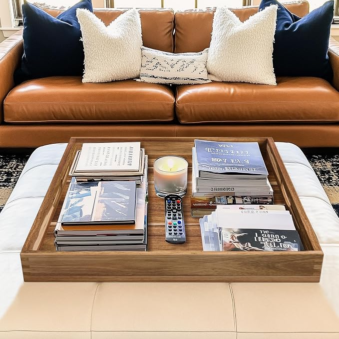 Extra Large Ottoman Tray, Oversized Coffee Table Tray, Serving Platter Tray - Image 2
