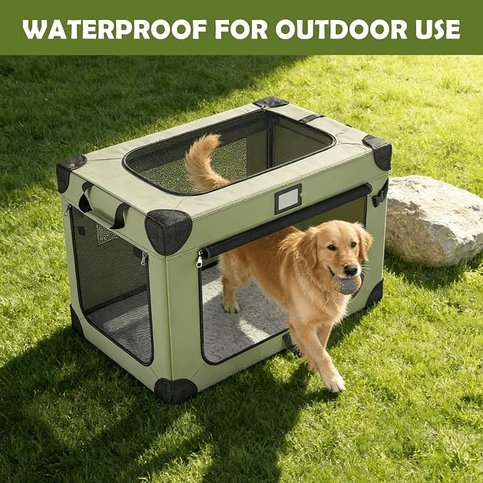 36 Inch Soft Collapsible Dog Crate Green - Image 9
