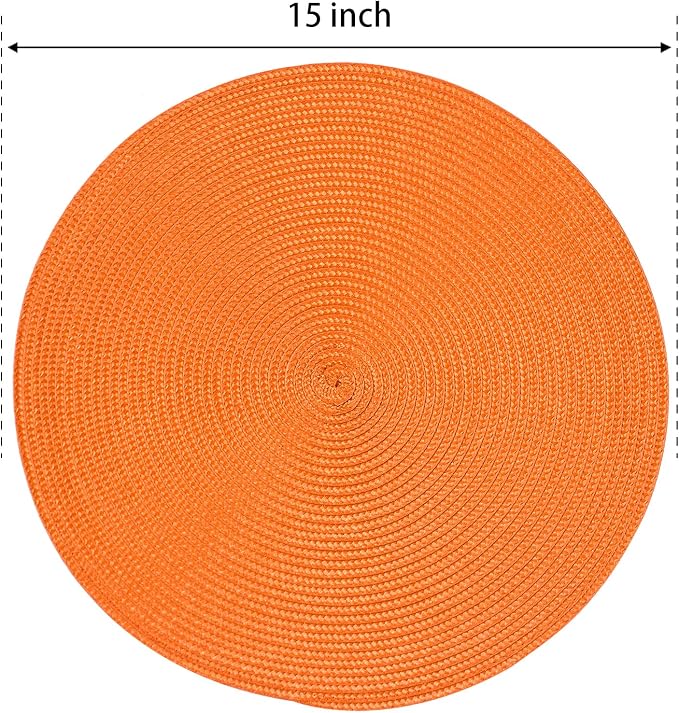 FunWheat Round Braided Placemats Set of 6 Table Mats - Image 2