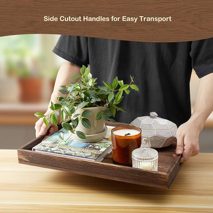 17 Inch Burnt Wood Serving Tray - Image 4