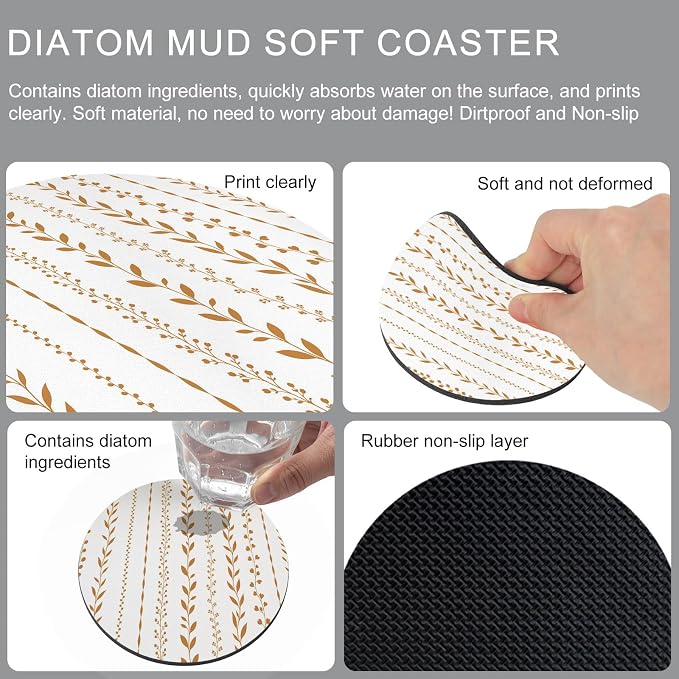 Modern Minimalist Art Coasters Set of 6, Absorbent Coasters - Image 9