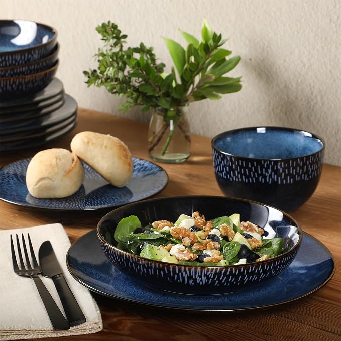 Gibson Elite Matisse 16-Piece Dinnerware Set – Double Bowl Reactive Glaze - Image 5