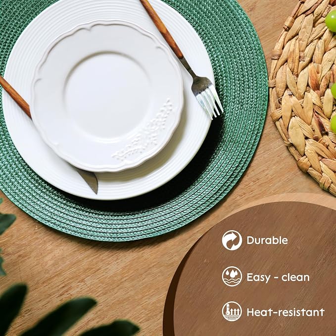 FunWheat Round Braided Placemats Set of 4 Table Mats - Image 3