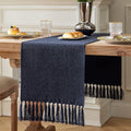 Navy Table Runners 72 Inches Long, Burlap Linen Style Rustic Farmhouse Table by ZEEMARTONLINE