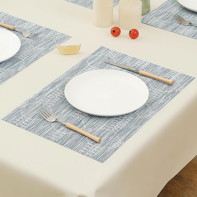 Leetaltree Jacquard Blue Placemats Set of 8 - Image 8