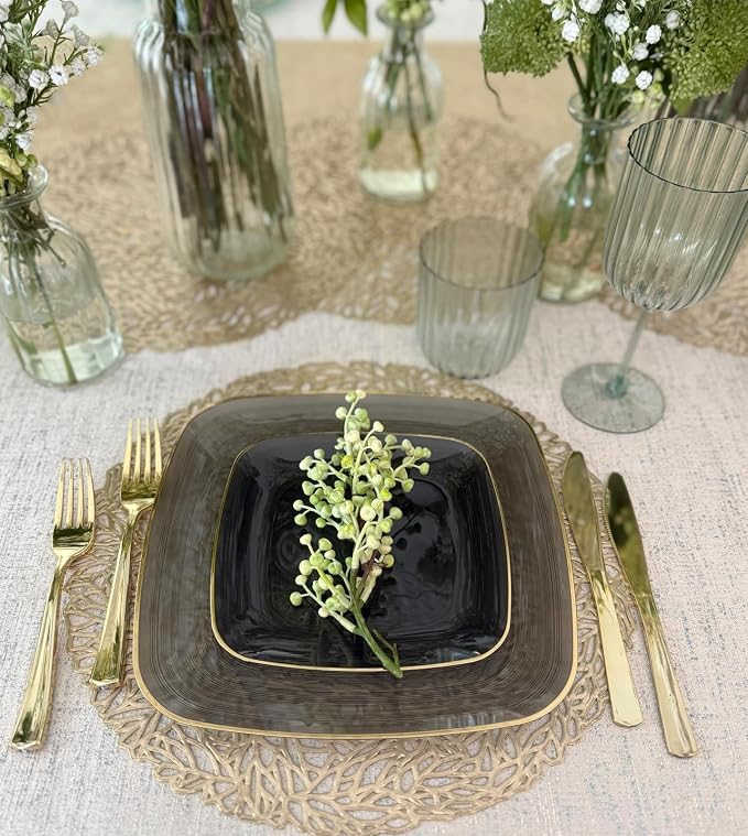 " OCCASIONS " 320pcs set-Wedding Party Disposable Plastic Plate Set -40 x 10'' - Image 4
