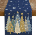 Christmas Table Runner 13x36 Inch, Xmas Trees Snowflakes Holiday Decorative by GEEORY