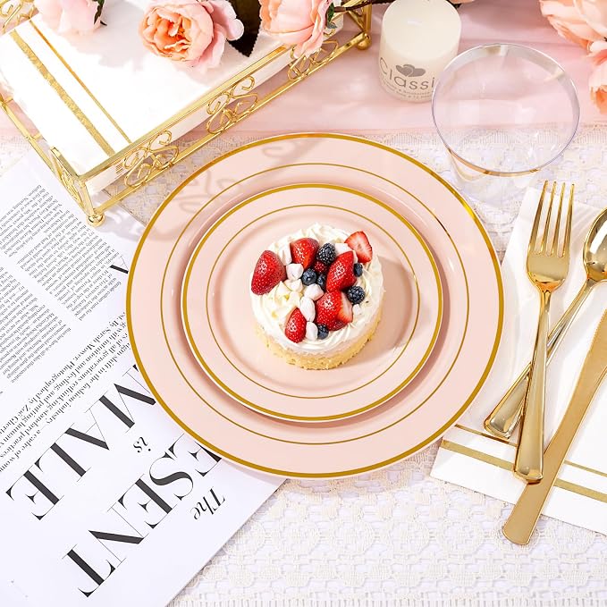 GATHER 700PCS Pink Plastic Plates 100 Guest - Image 8