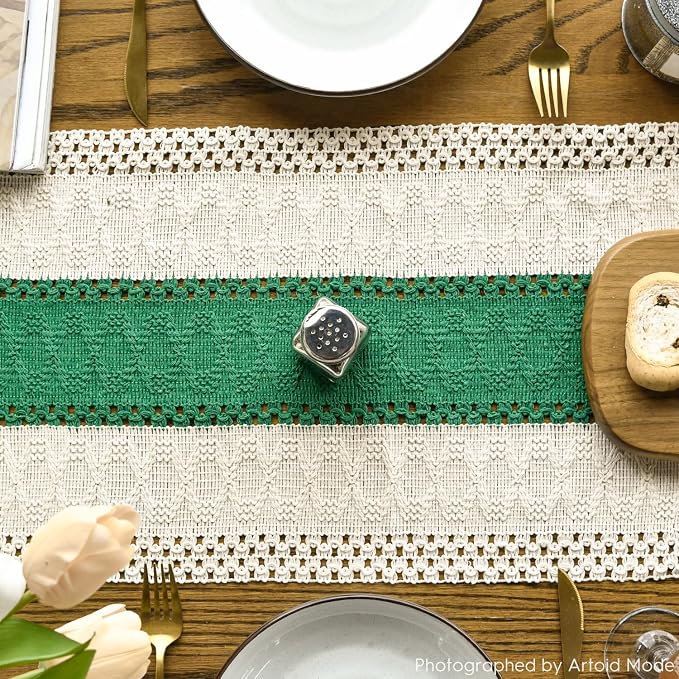 Artoid Mode Emerald Green Farmhouse Rustic Table Runner 12x48 Inch | Seasonal - Image 3