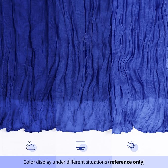 12 Pack Royal Blue Cheesecloth Table Runner 17x108 Inch Semi Sheer Boho Gauze - Image 8