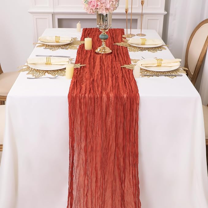 Snowkingdom 6PCS 10Ft Fall Thanksgiving Table Runner Terracotta Rust - Image 3