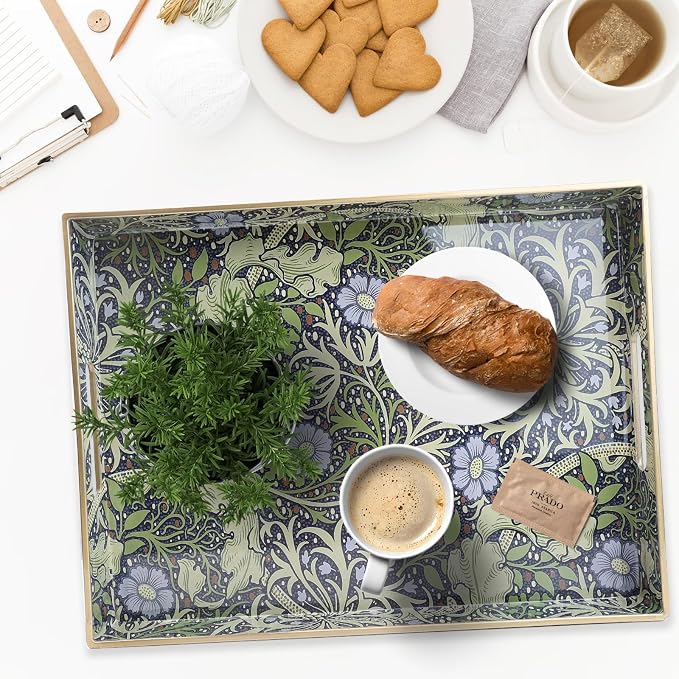 Spsyrine Serving Tray with Handles, Plastic Decorative Tray - Image 2