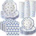 250 Pcs Blue Seashell Disposable Paper Plates and Napkins | Scalloped Design by Newtay