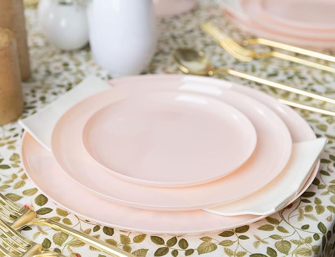 Pink Plastic Party Plates Edge Collection Premium heavyweight Elegant - Image 2