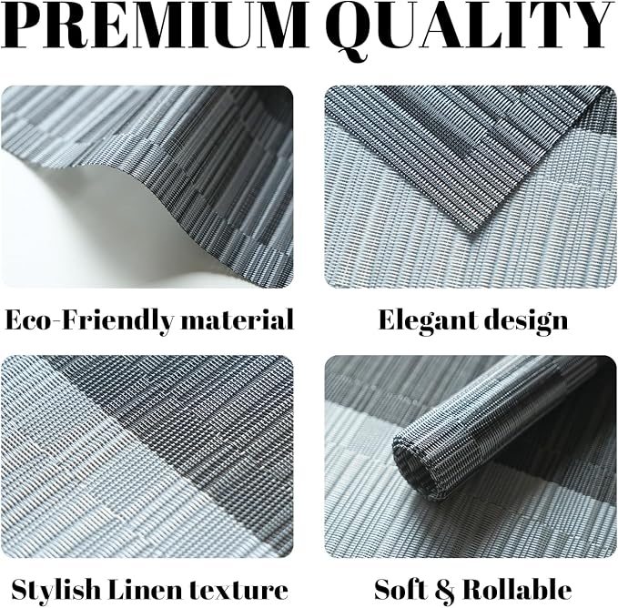 Placemats Set of 8 Vinyl/Plastic Woven Place Mats - Image 2