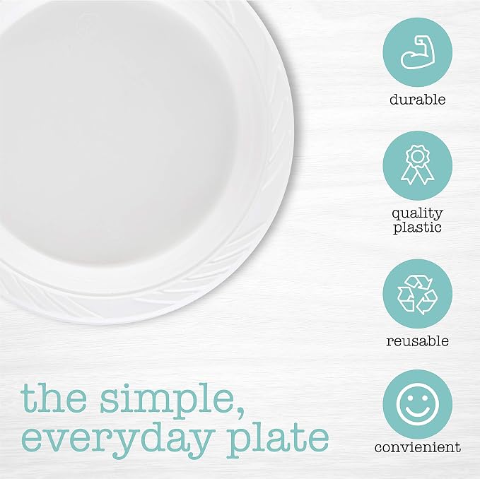 800 Count Disposable 7 Inch White Plastic Plates - Image 3