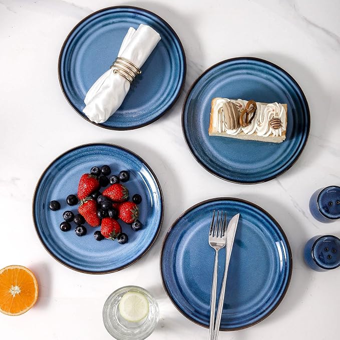 HASENSE Dessert Plates Set of 4, 8 Inch Porcelain Salad Dinner Plates Set - Image 7