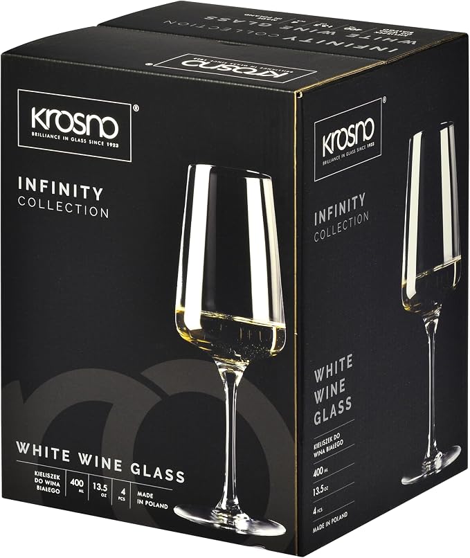 Krosno White and Sparkling Large Wine Glasses Drinking 13, 5 oz – Set of 4 - Image 9