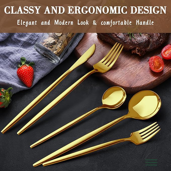 CEKEE 40-Piece Gold Silverware Set - Image 3