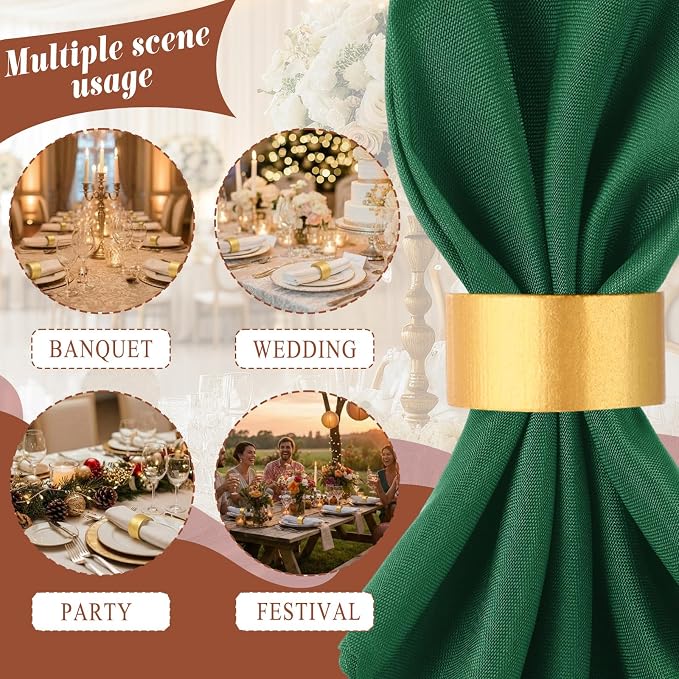 LemonRoad 24 Set Gold Napkin Rings Boho Wedding Wooden Napkin Holders Round - Image 6