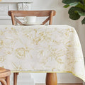 jinchan Yellow Floral Linen Square Table Cloth 50 x 50 Inch | Warm floral tones by JINCHAN