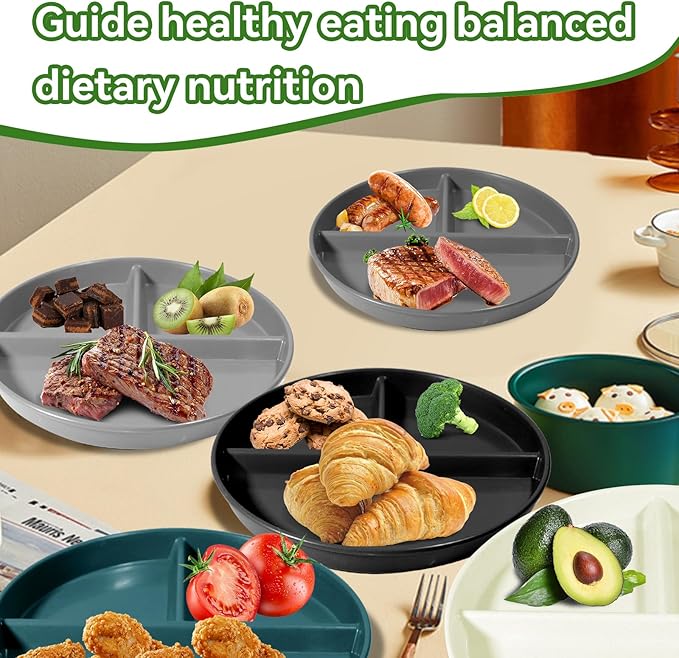 Portion Control Plate For Adults 9 Inch 5Pcs, Round Divided Plates for Adults - Image 6