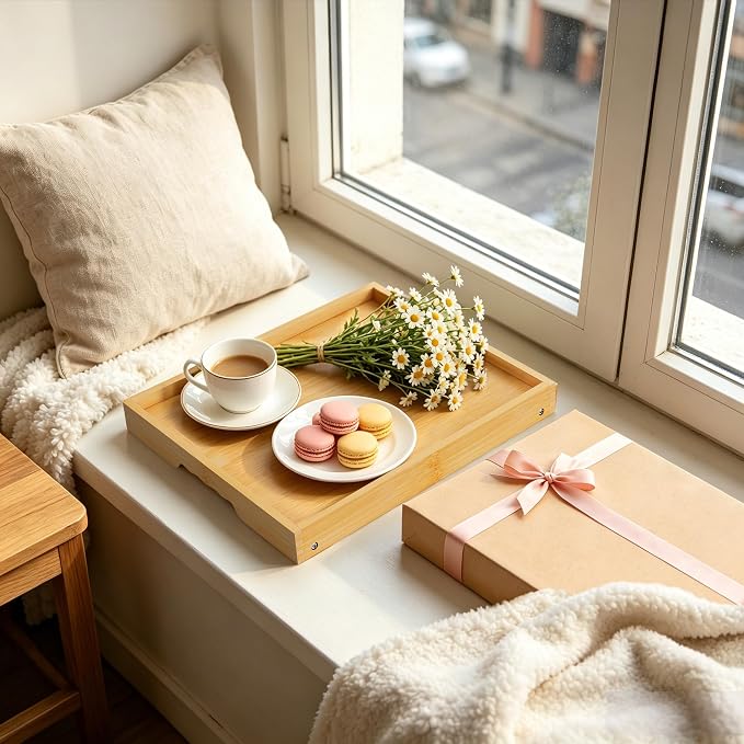 2 Pack Bamboo Bed Tray Tables - Image 8
