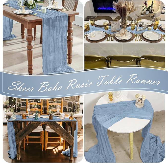 15 Pack Dusty Blue Cheesecloth Table Runner 17 x 108 inch Cheese Cloth Table - Image 7