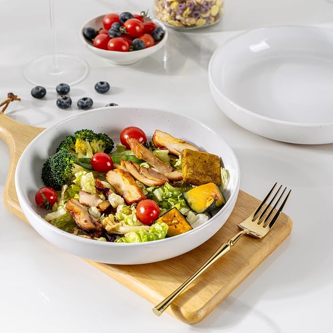 AmorArc 8.75'' Large Ceramic Pasta Bowls, 38oz Handpainted Stoneware Bowls Set - Image 6