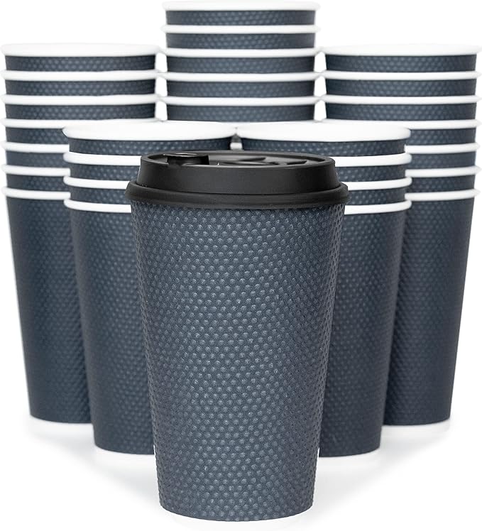 To Go Coffee Cups With Lids - 16 oz Disposable Coffee Cup With Lid. Large Togo by Glowcoast