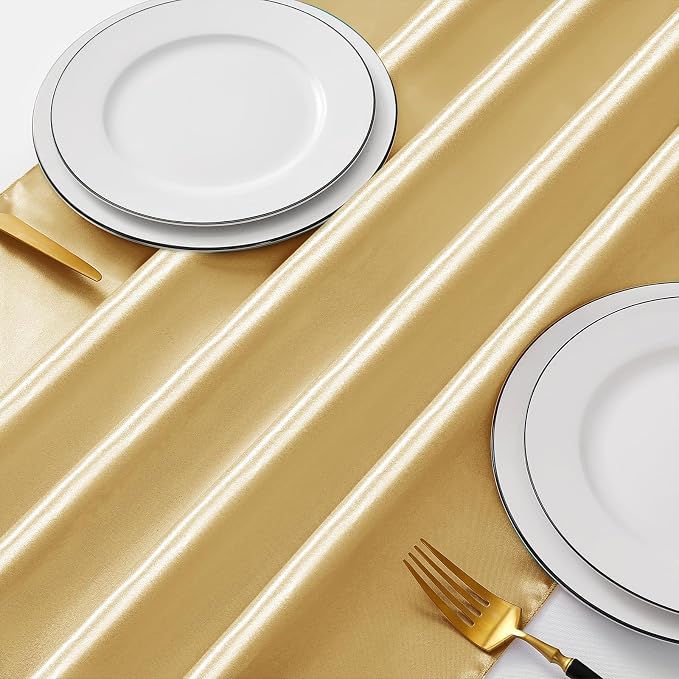 Manyshofu Yellow Gold Satin Table Runner 12x108 - Image 3