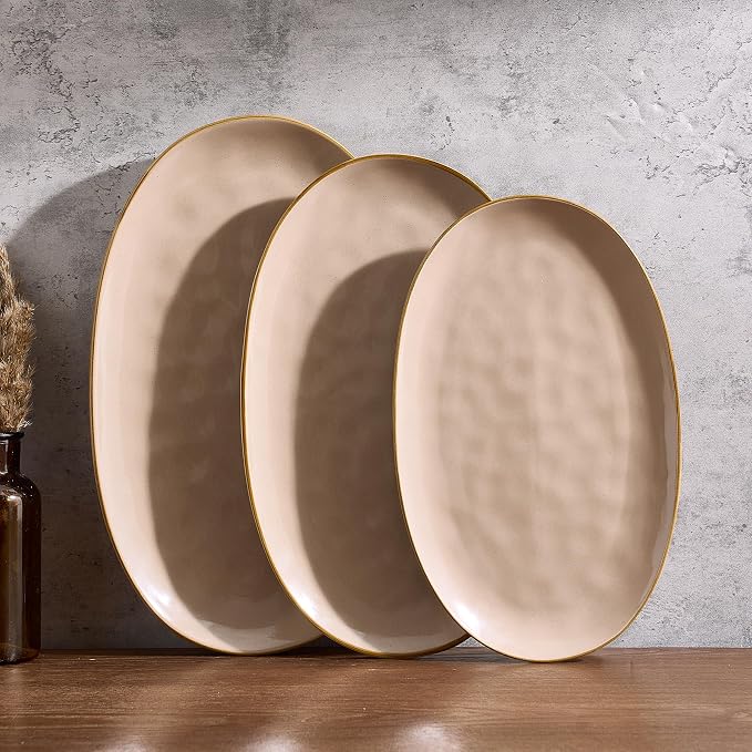 famiware Serving Platter, Oval 15.59/14.3/12.9 inch Serving Dishes by Famiware