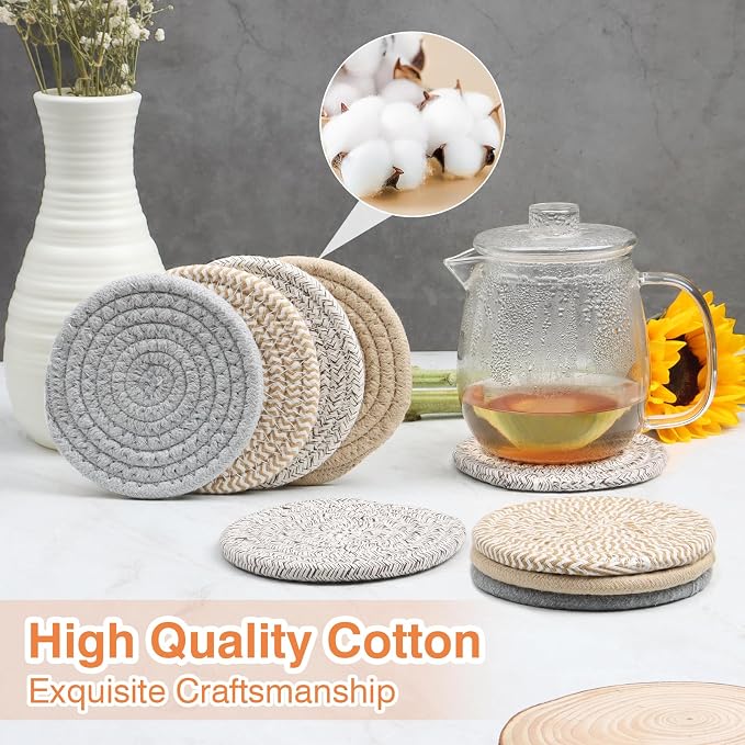 4.8" Boho Cotton Drink Coasters Set of 2 - Image 3